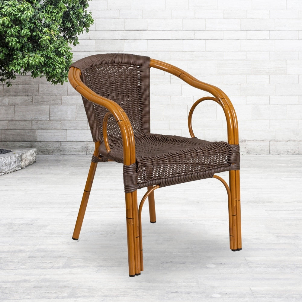 Rattan Bamboo-Aluminum Patio Chairs (Set of 3)