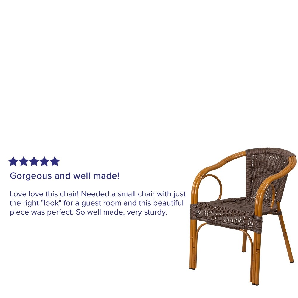 Rattan Bamboo-Aluminum Patio Chairs (Set of 3)