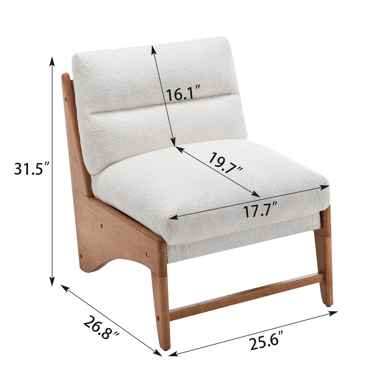 Rattan Chair Mid Century Modern Accent Chair Upholstered Armless Reading Side Chair for Living Room Bedroom Chair