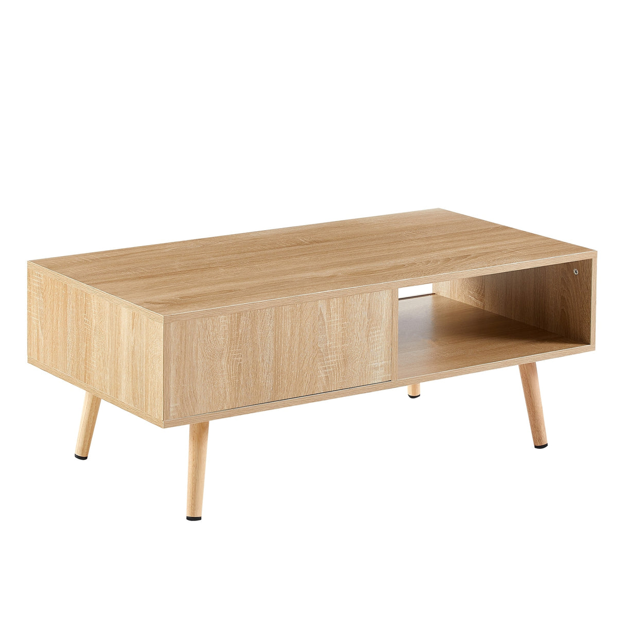 Rattan Coffee table, sliding door for storage