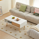 Rattan Coffee table, sliding door for storage