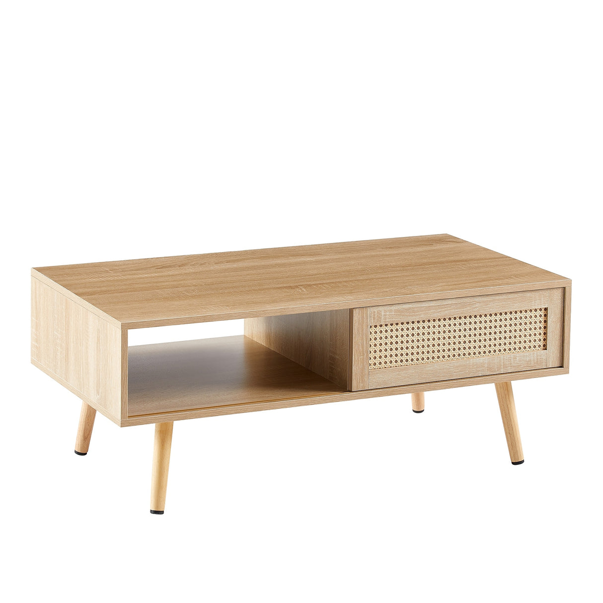 Rattan Coffee table, sliding door for storage