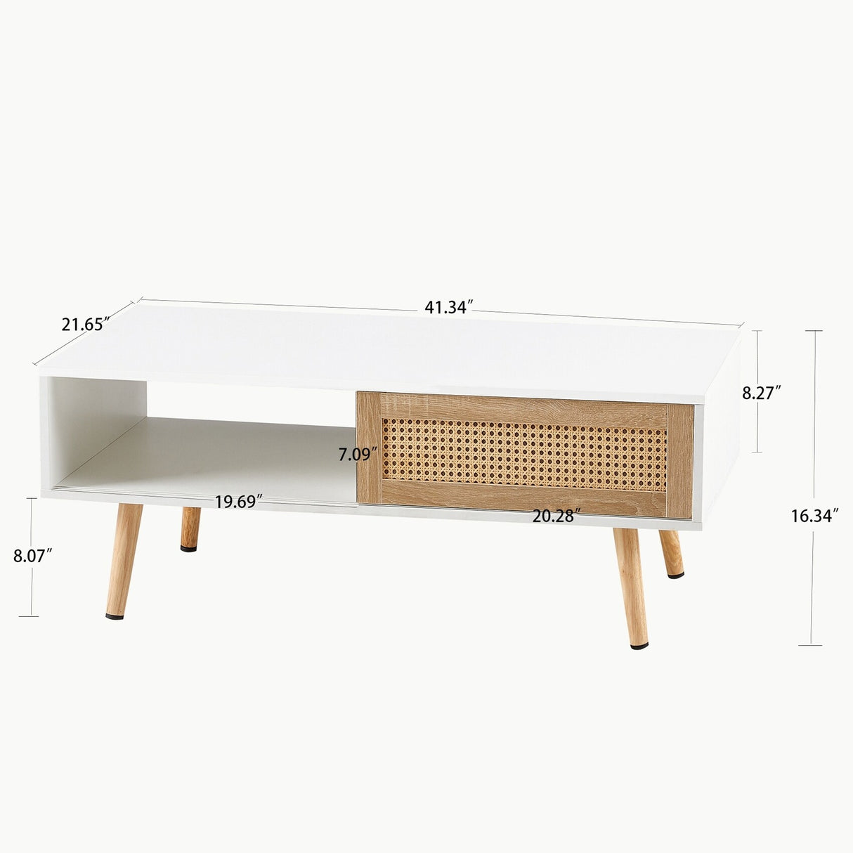 Rattan Coffee table, sliding door for storage