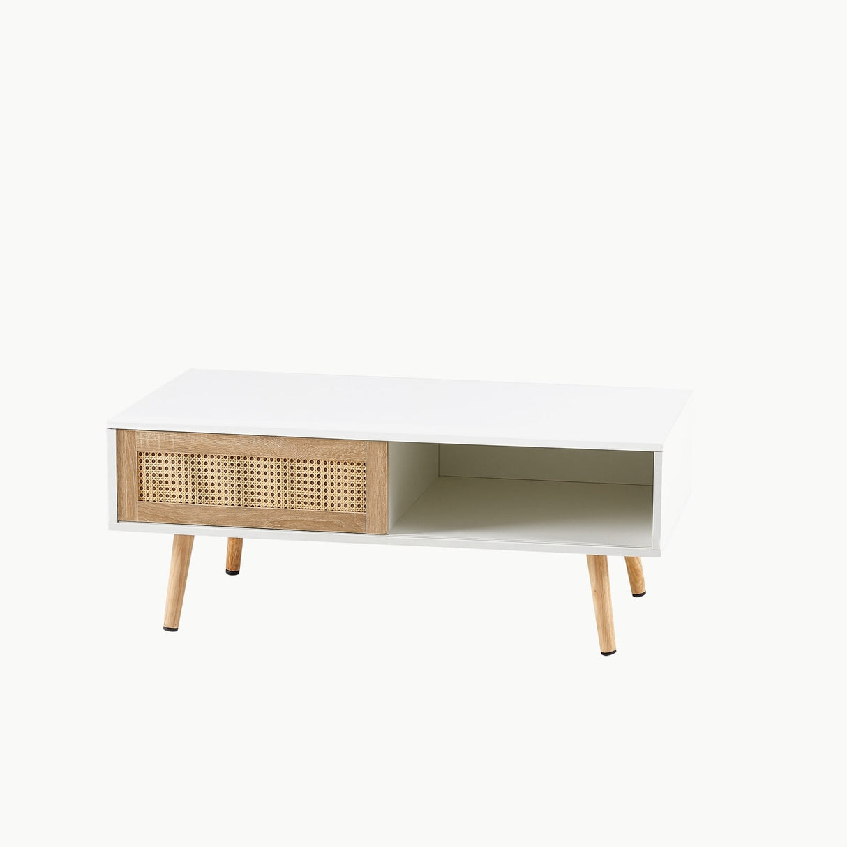 Rattan Coffee table, sliding door for storage