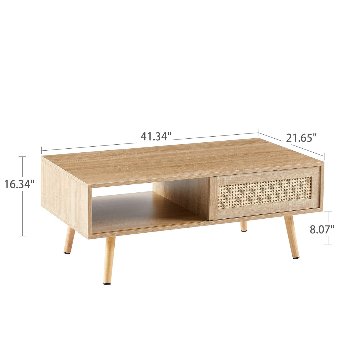 Rattan Coffee table, sliding door for storage