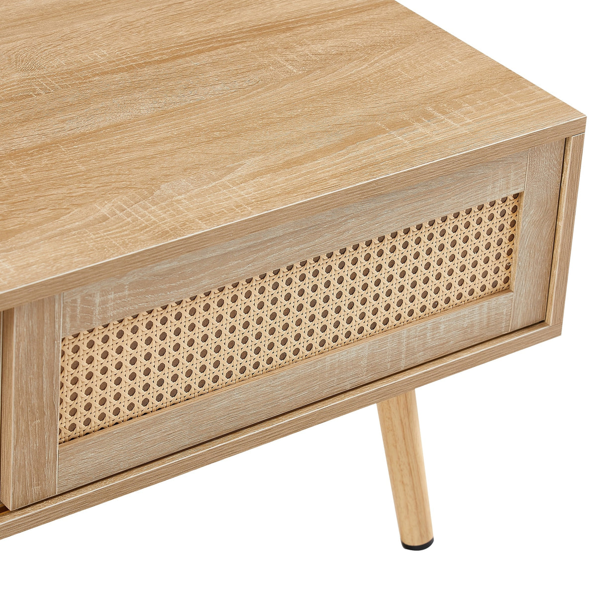 Rattan Coffee table, sliding door for storage