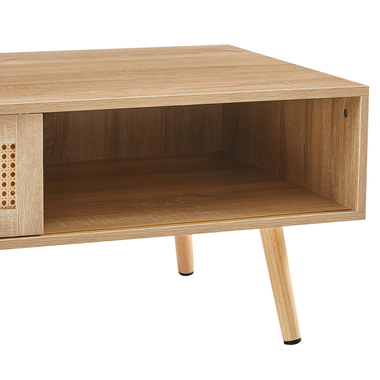 Rattan Coffee table, sliding door for storage