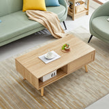 Rattan Coffee table, sliding door for storage