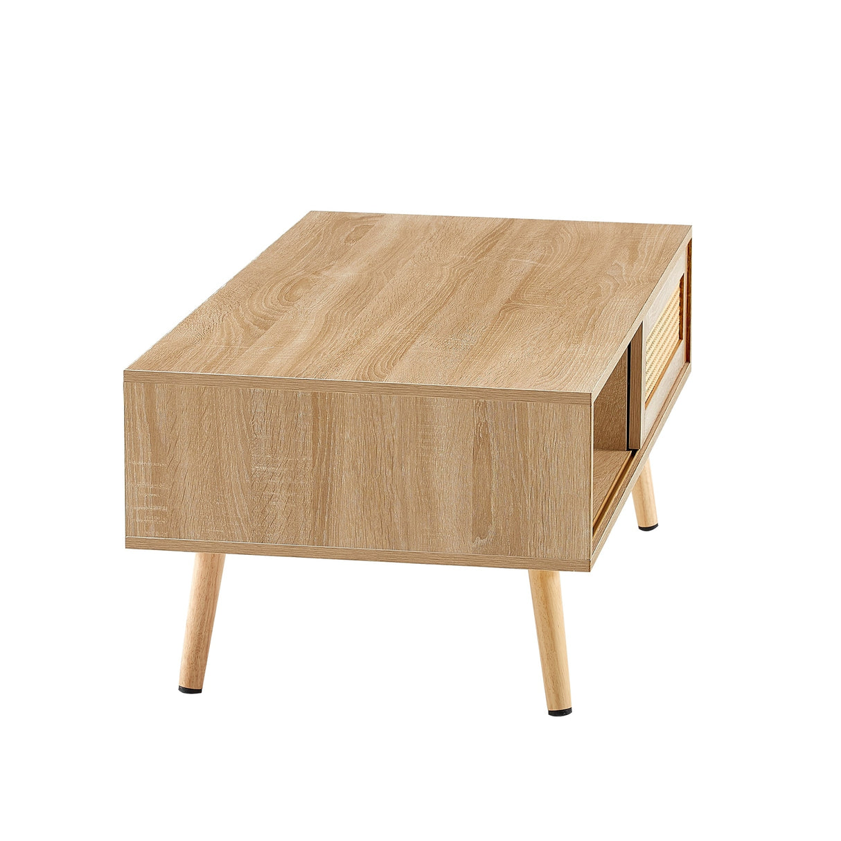 Rattan Coffee table, sliding door for storage