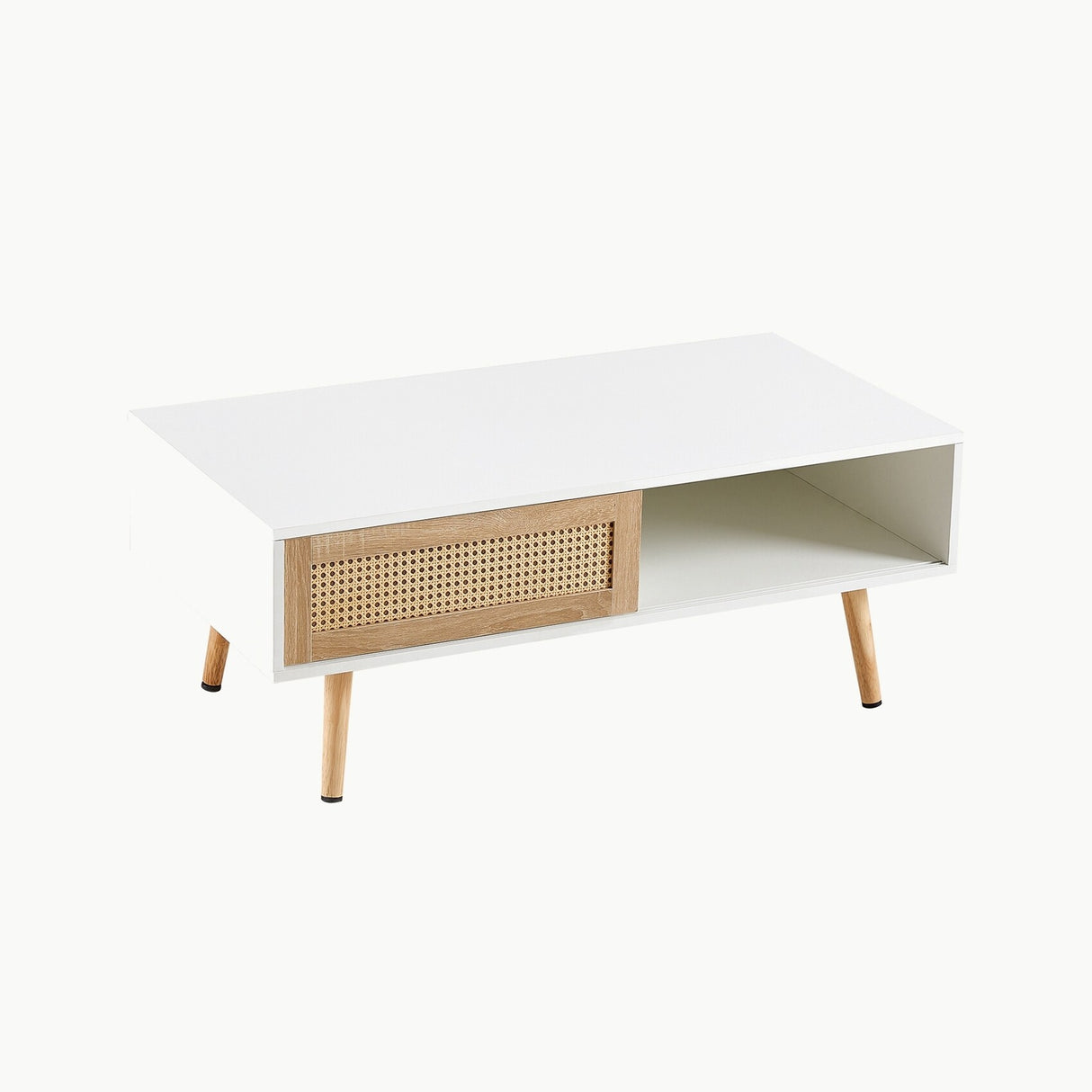 Rattan Coffee table, sliding door for storage
