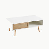 Rattan Coffee table, sliding door for storage