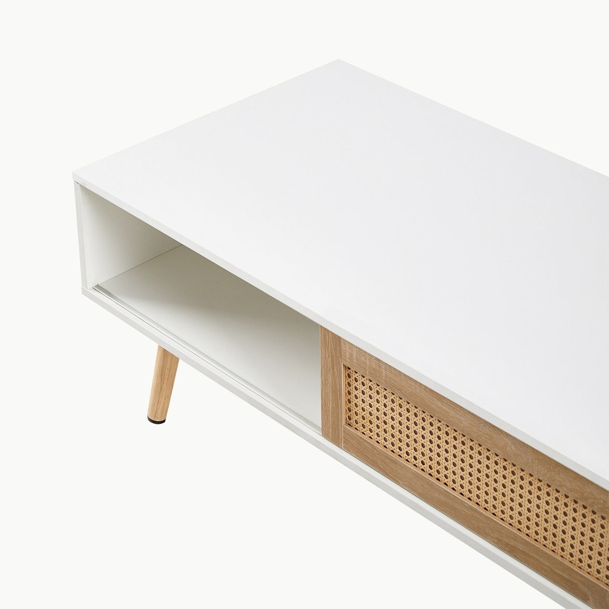 Rattan Coffee table, sliding door for storage