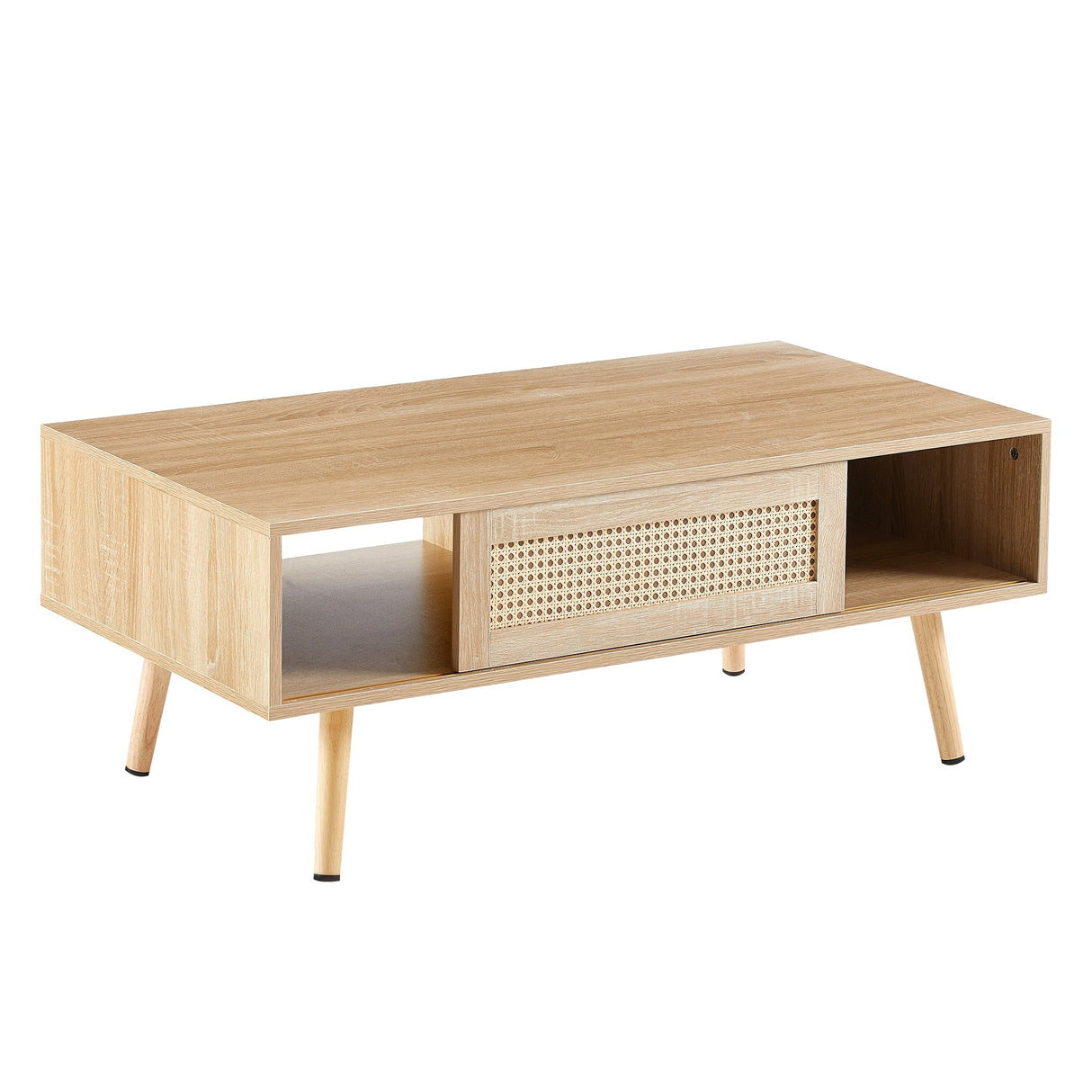 Rattan Coffee table, sliding door for storage