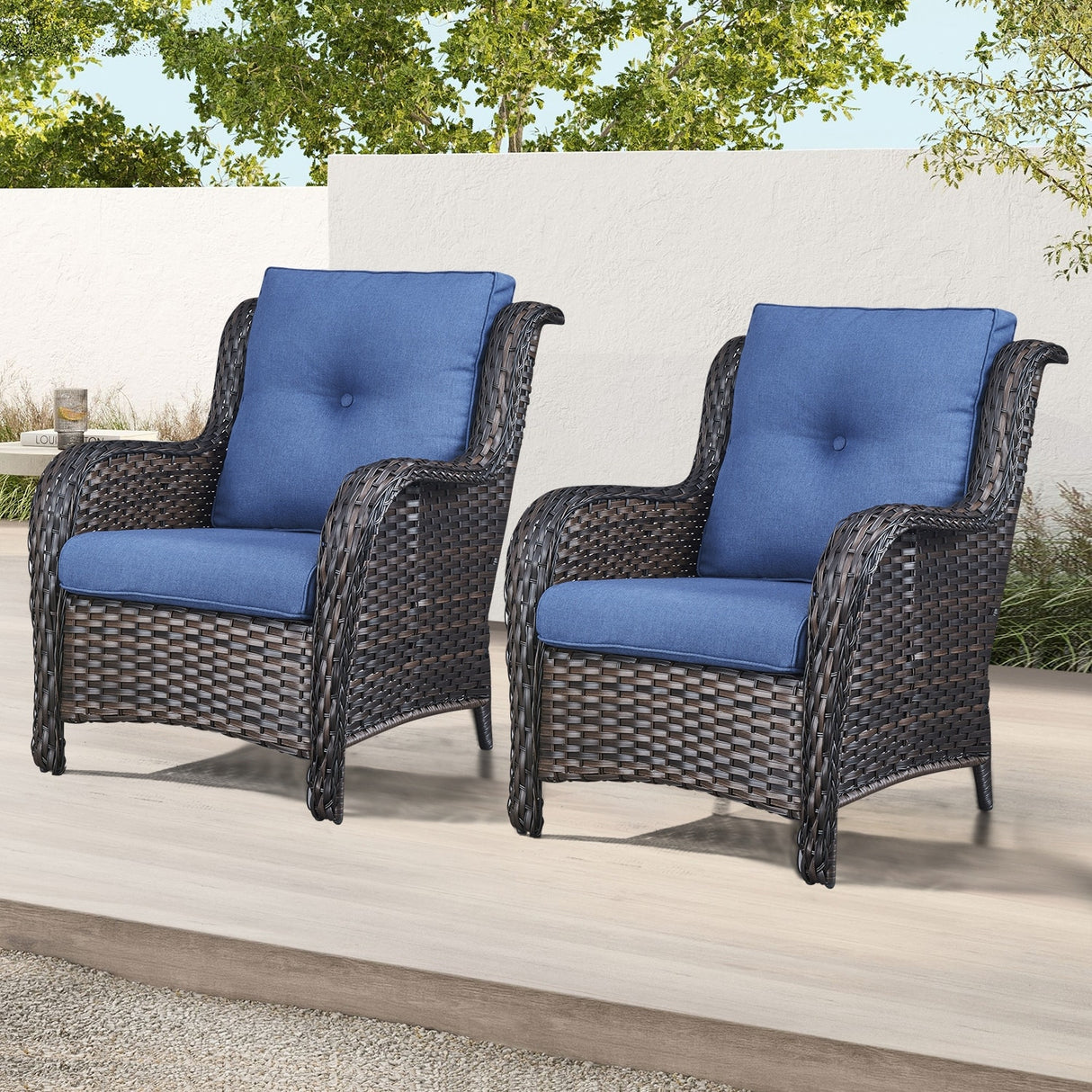 Gymojoy Outdoor Patio Rattan Chairs with Cushions Set of 2