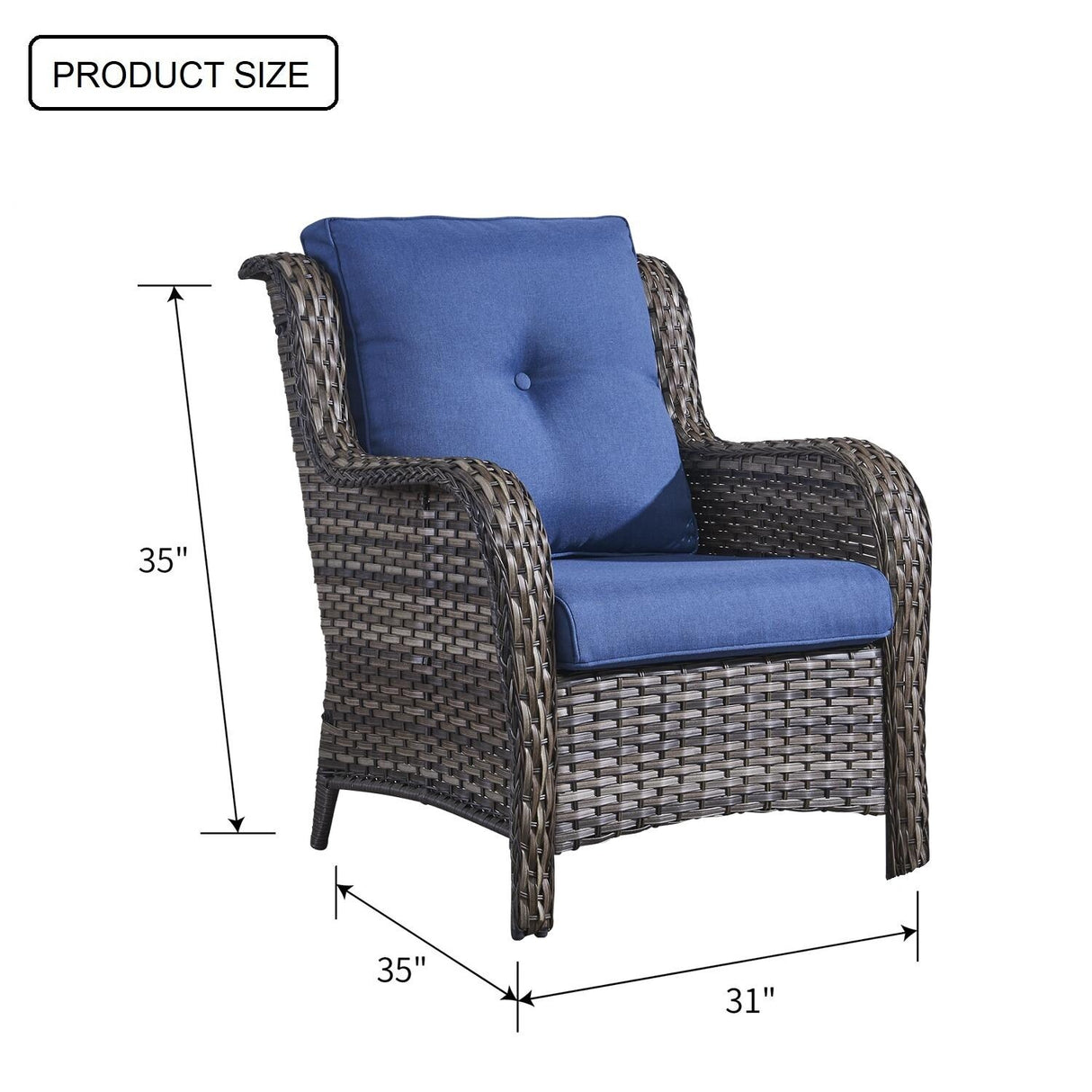 Gymojoy Outdoor Patio Rattan Chairs with Cushions Set of 2