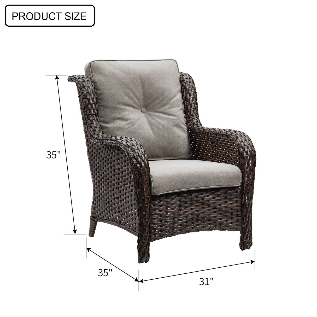 Gymojoy Outdoor Patio Rattan Chairs with Cushions Set of 2