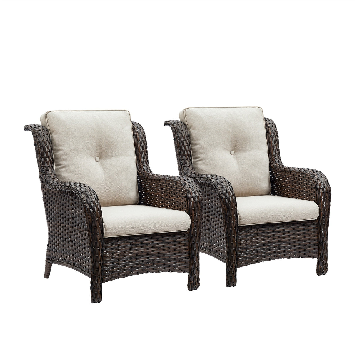 Gymojoy Outdoor Patio Rattan Chairs with Cushions Set of 2