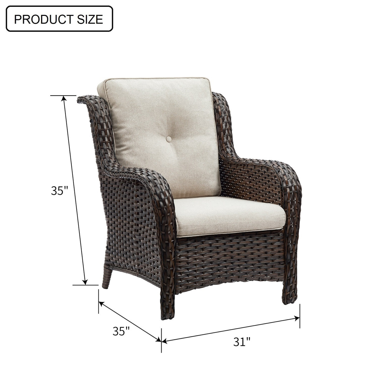 Gymojoy Outdoor Patio Rattan Chairs with Cushions Set of 2