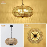 Farmhouse Rattan Pendant Lights,15.7" 4-Light Boho Chandelier Light Fixture,Wicker Hand Woven Basket Pendant Hanging