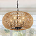 Farmhouse Rattan Pendant Lights,15.7" 4-Light Boho Chandelier Light Fixture,Wicker Hand Woven Basket Pendant Hanging