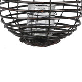 Rattan Frame Glass Hurricane Lantern with Spiral Design, Large, Black