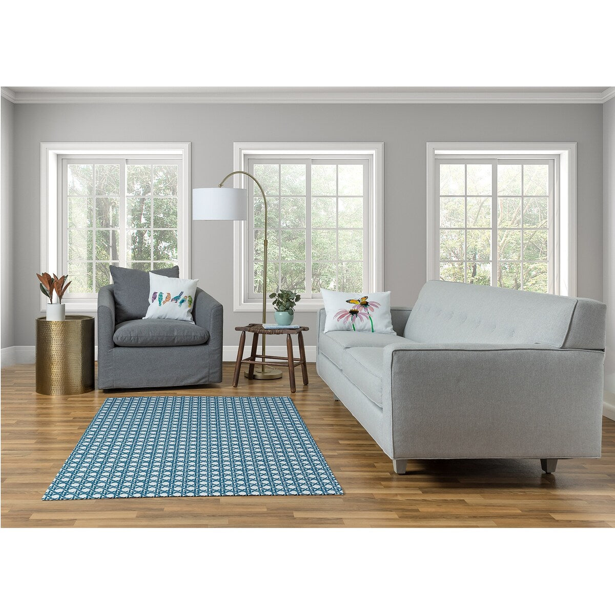 Rattan Geometric Rug