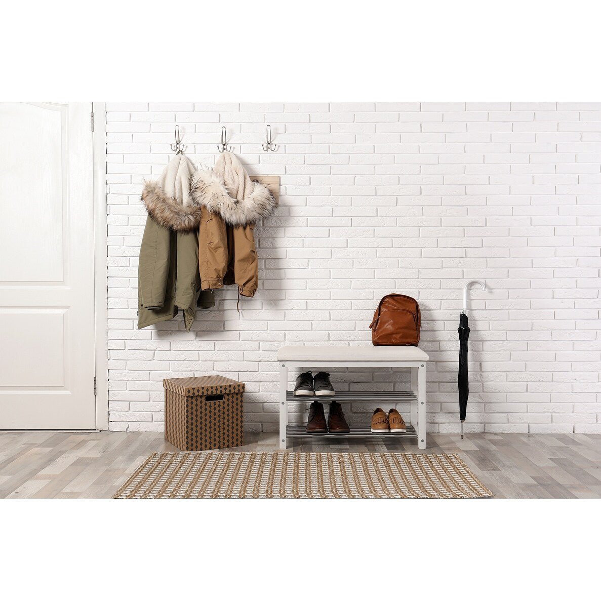 Rattan Geometric Rug