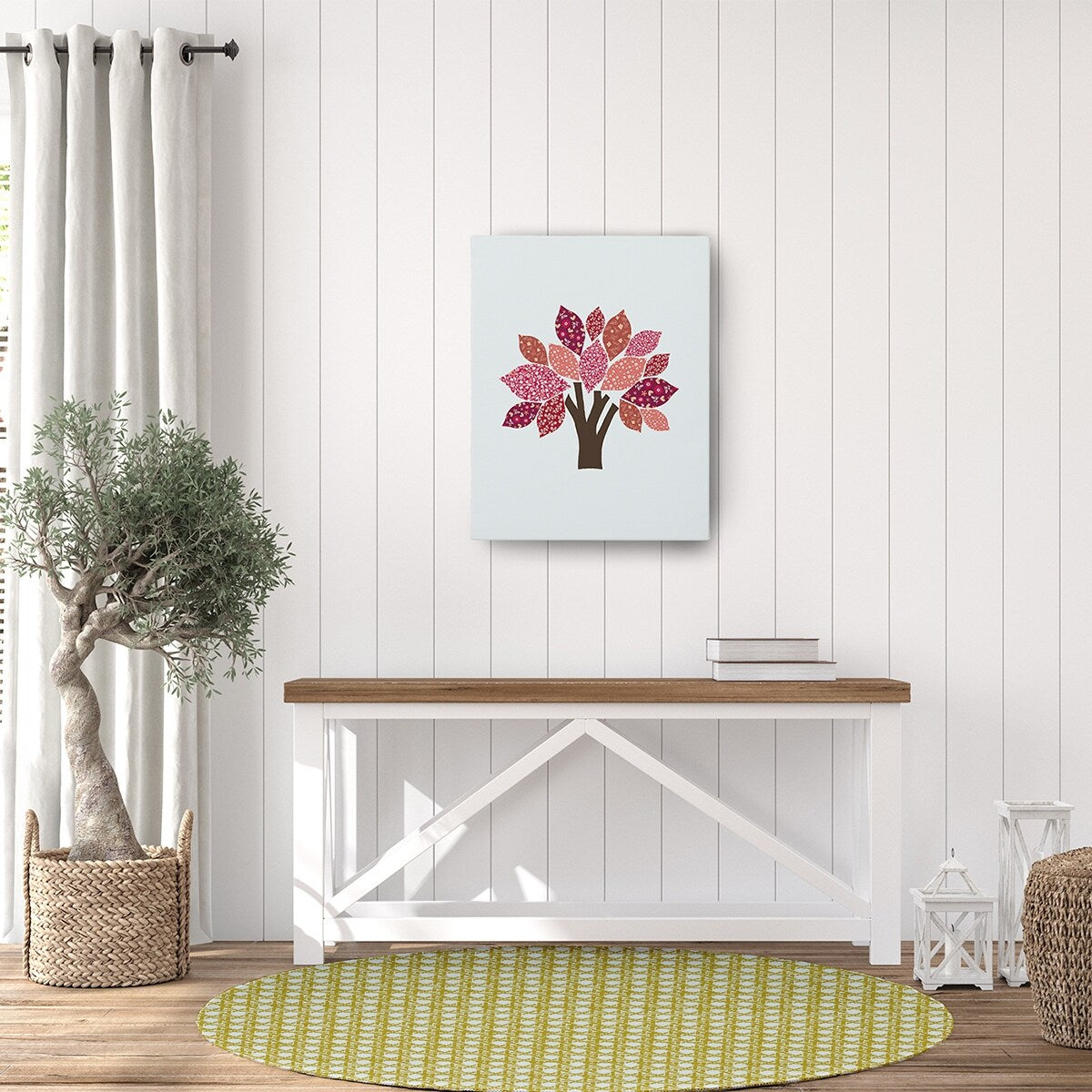 Rattan Geometric Rug