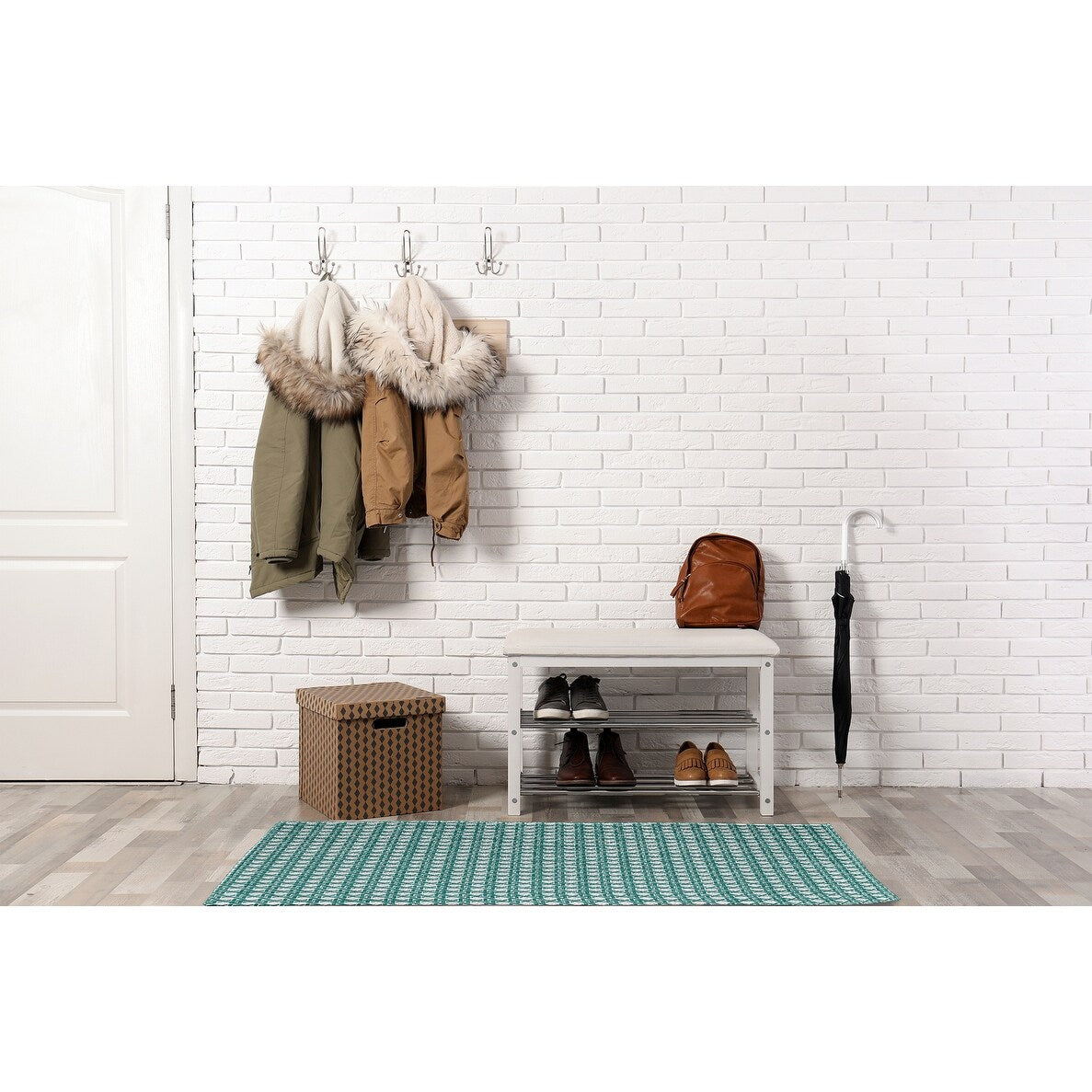 Rattan Geometric Rug