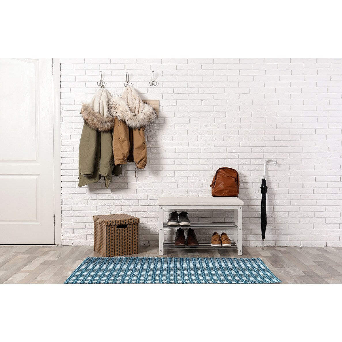 Rattan Geometric Rug