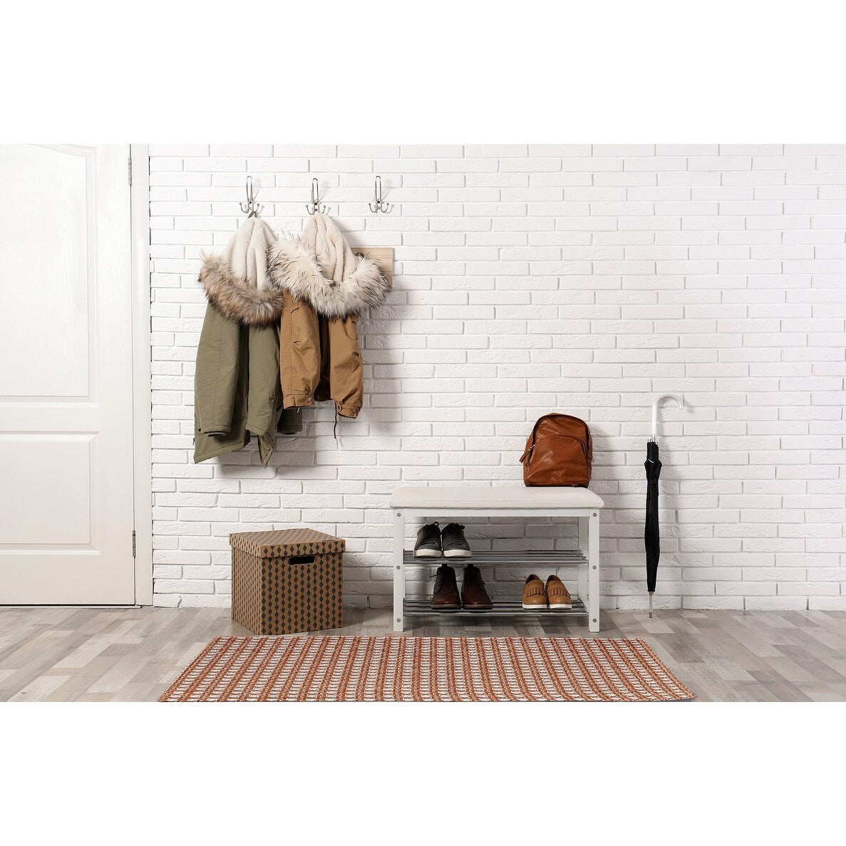 Rattan Geometric Rug