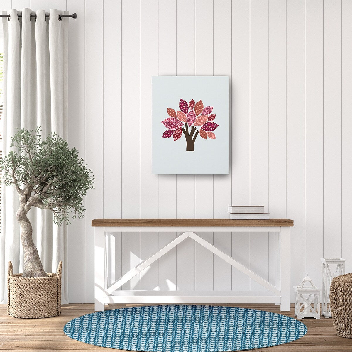 Rattan Geometric Rug