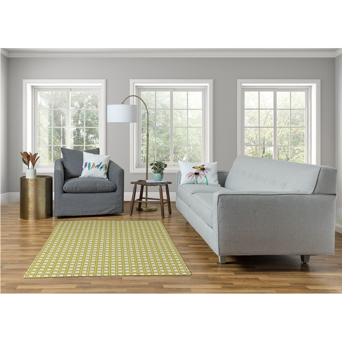 Rattan Geometric Rug
