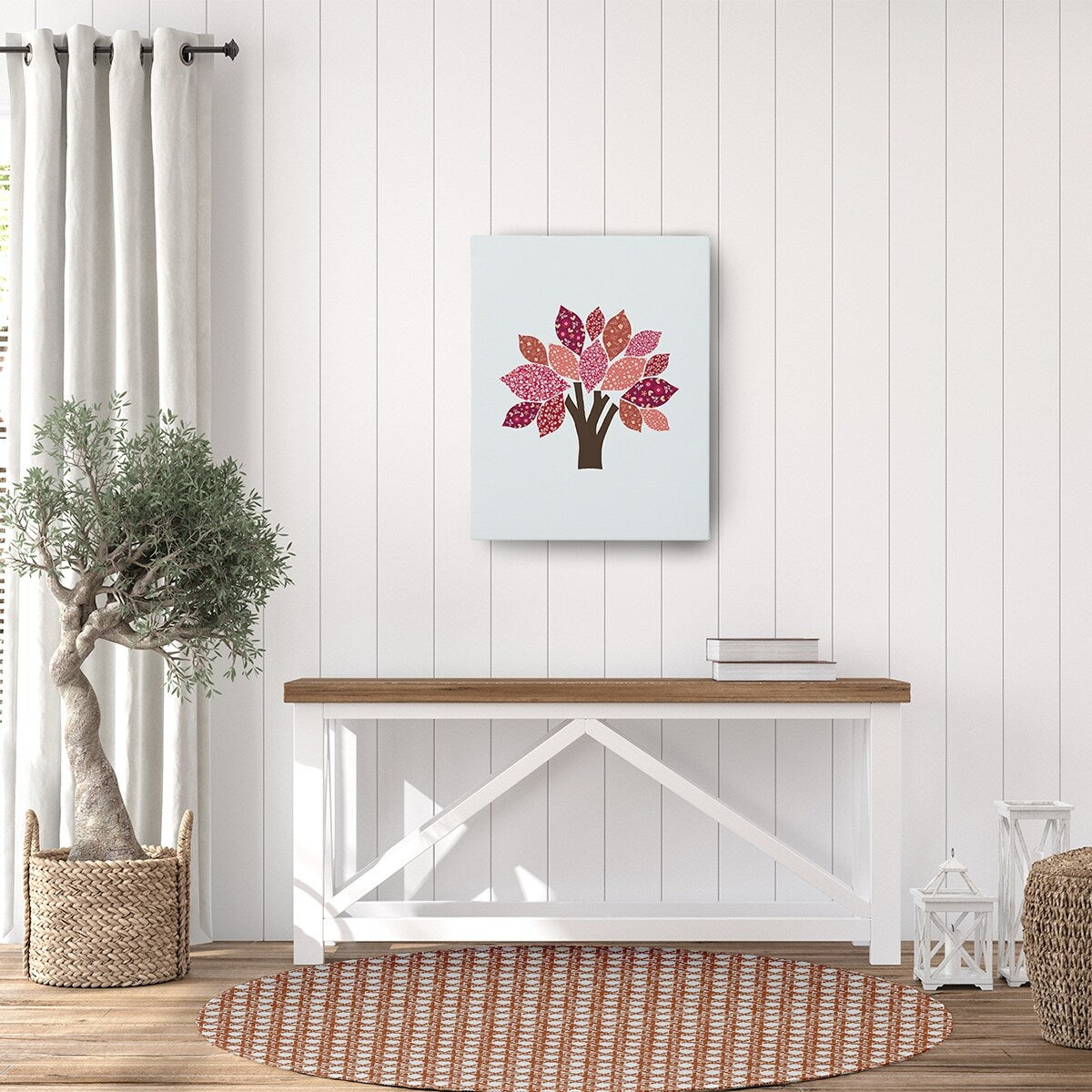 Rattan Geometric Rug