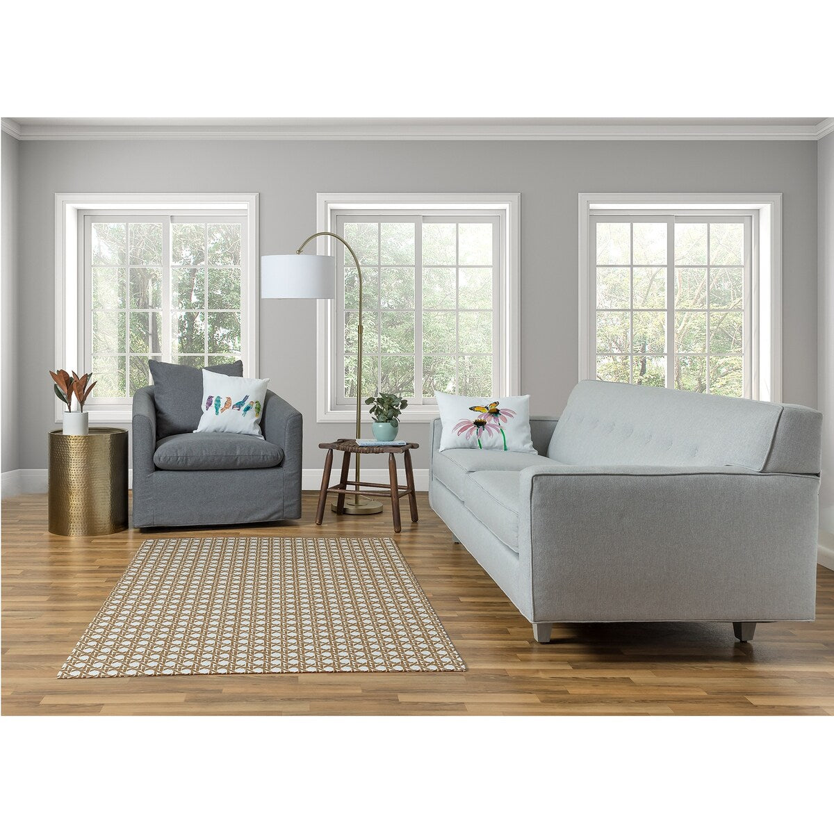 Rattan Geometric Rug