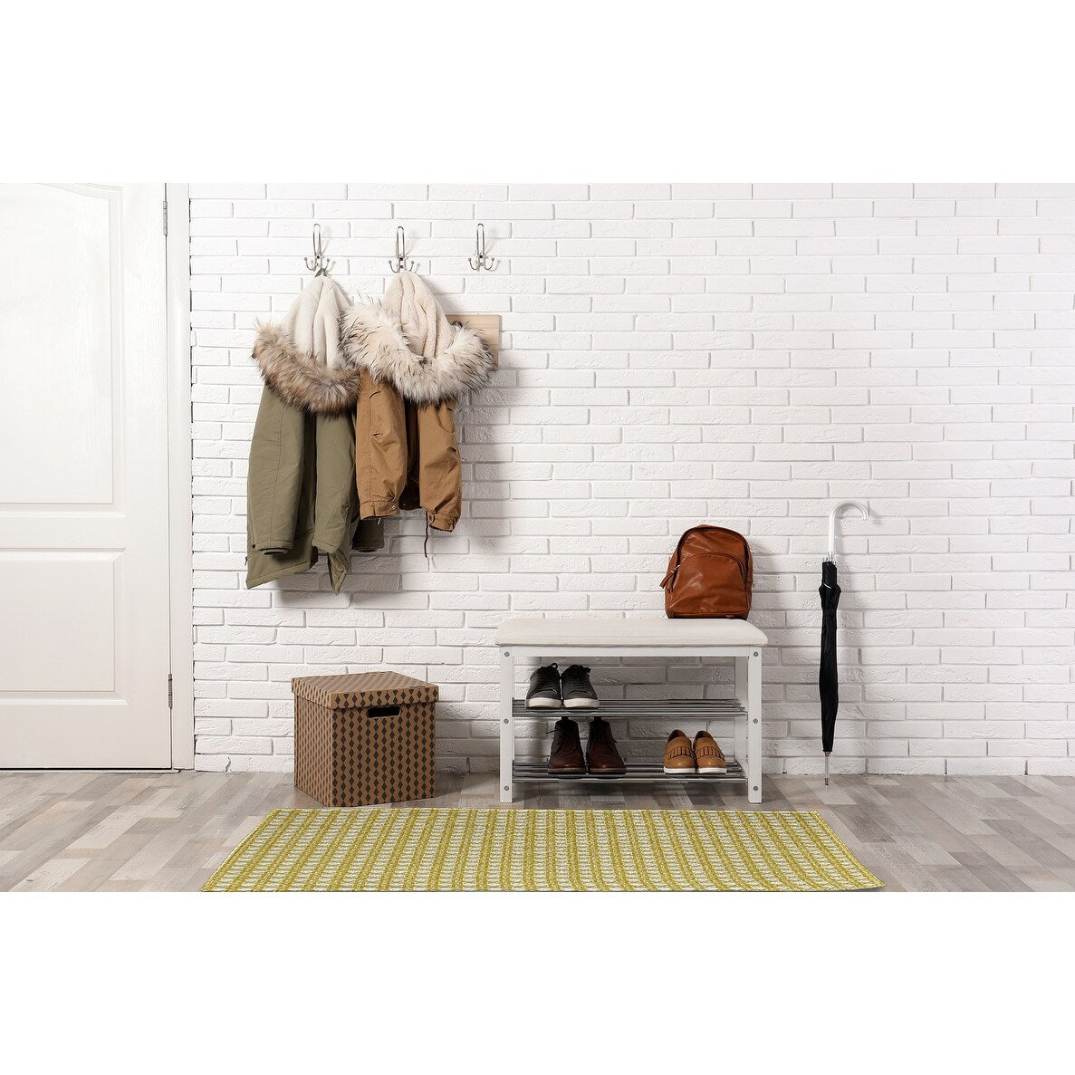 Rattan Geometric Rug