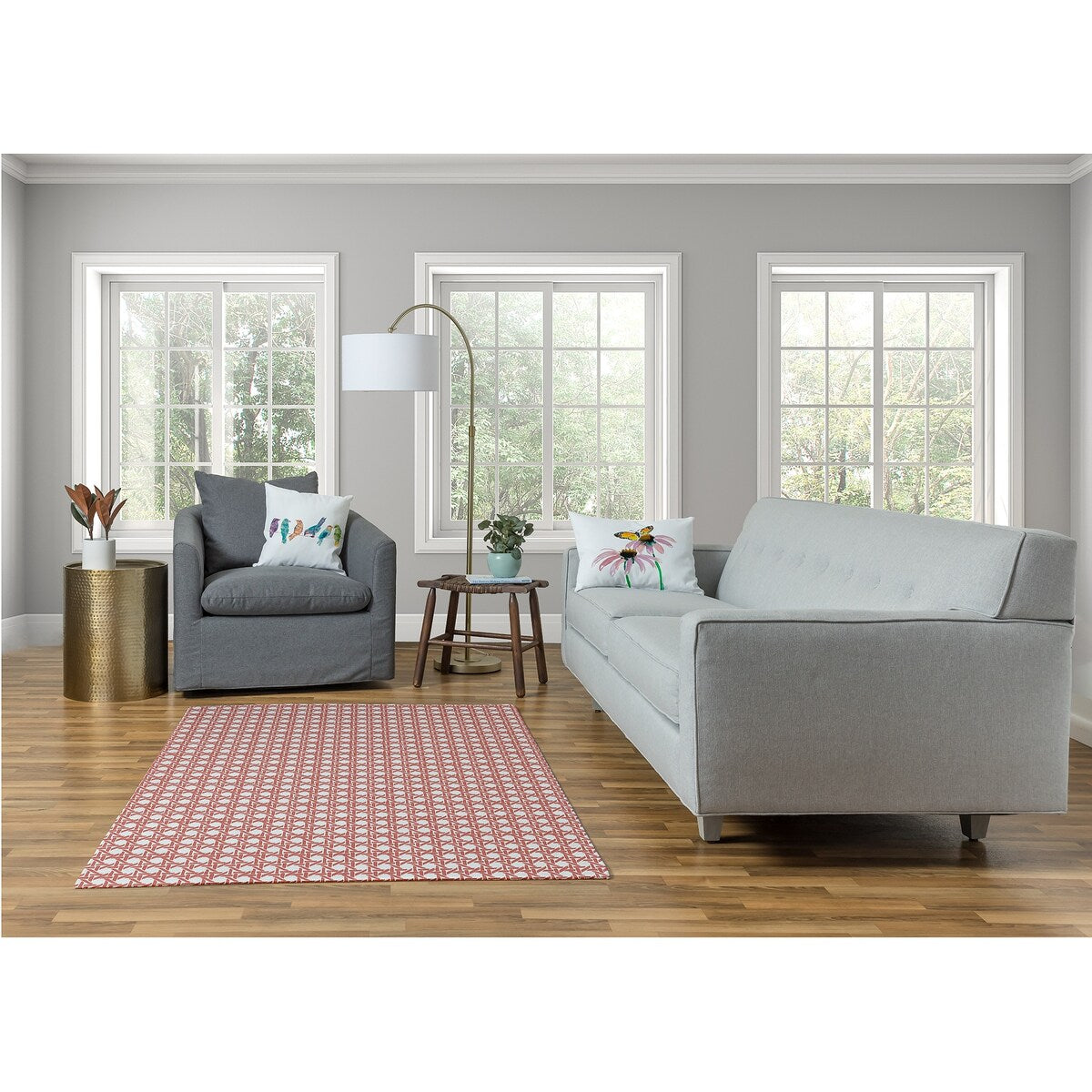 Rattan Geometric Rug