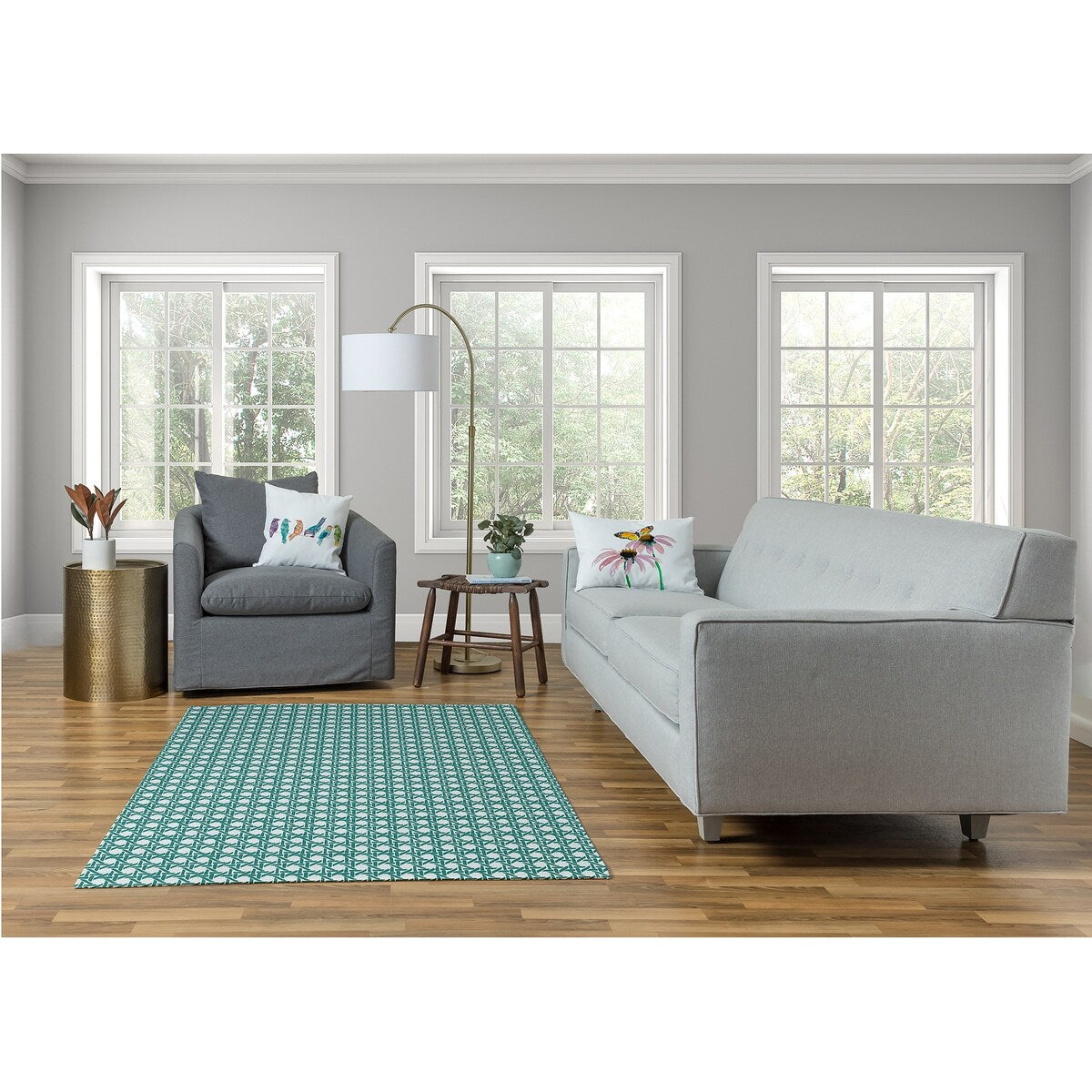 Rattan Geometric Rug