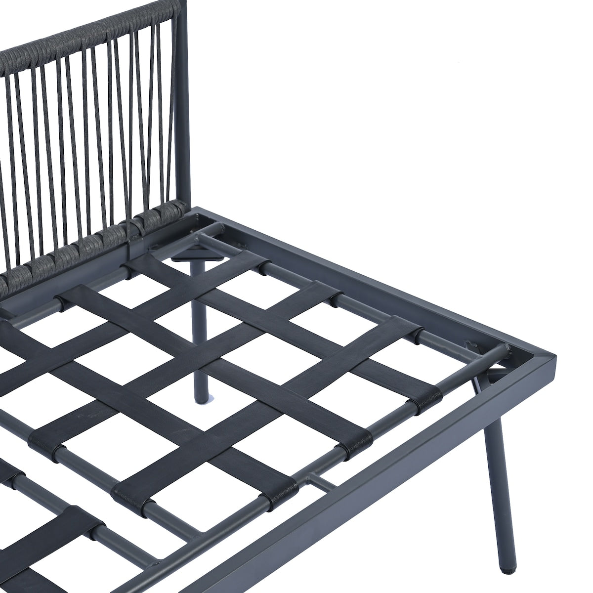 Rattan Patio Metal L-Shaped Sectional Sofa Set with Glass Table and Cushions