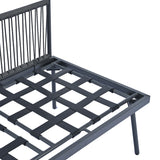 Rattan Patio Metal L-Shaped Sectional Sofa Set with Glass Table and Cushions