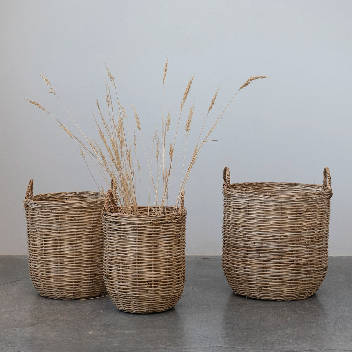 Rattan Storage Baskets - 16.9"L x 13.4"W x 22.1"H