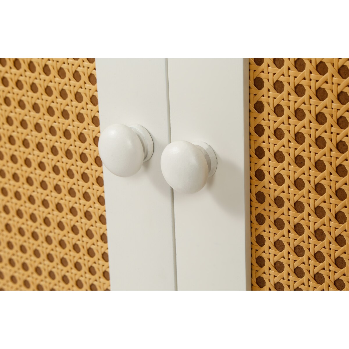 Rattan Storage Cabinet with Doors and Adjustable Shelves,Free Standing Cabinet for Entryway, Living Room,Kitchen