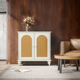 Rattan Storage Cabinet with Doors and Adjustable Shelves,Free Standing Cabinet for Entryway, Living Room,Kitchen