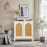 Rattan Storage Cabinet with Doors and Adjustable Shelves,Free Standing Cabinet for Entryway, Living Room,Kitchen