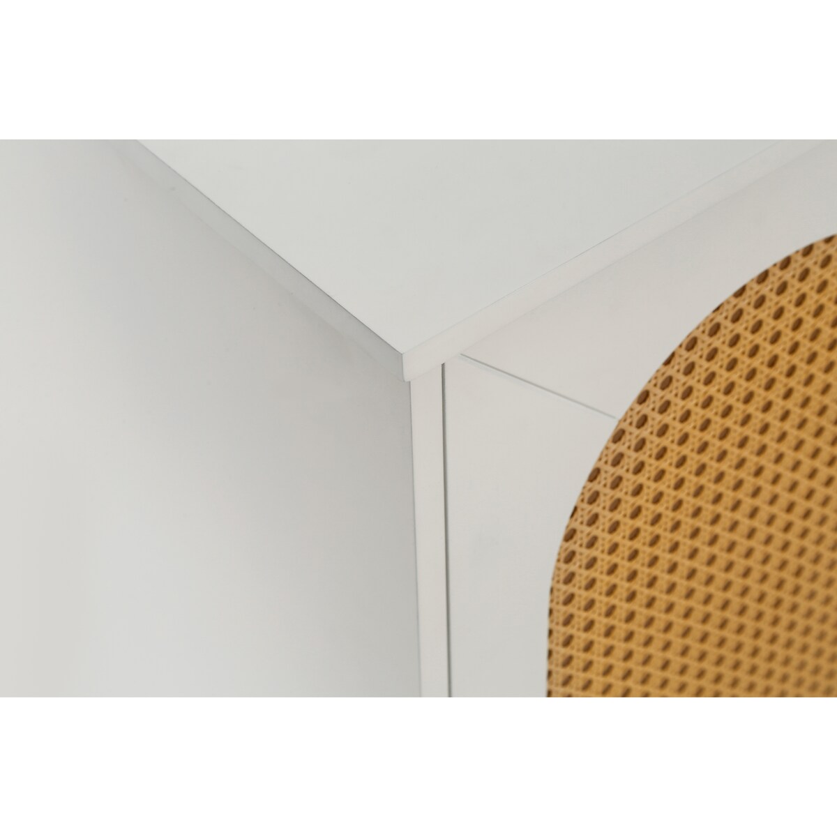 Rattan Storage Cabinet with Doors and Adjustable Shelves,Free Standing Cabinet for Entryway, Living Room,Kitchen