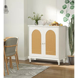 Rattan Storage Cabinet with Doors and Adjustable Shelves,Free Standing Cabinet for Entryway, Living Room,Kitchen