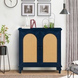 Rattan Storage Cabinet with Doors and Adjustable Shelves,Free Standing Cabinet for Entryway, Living Room,Kitchen