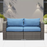 Rattan Wicker Modern Twin Navy Blue Couch Small Sleeper Sofa For Small Spaces Furniture
