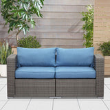 Rattan Wicker Modern Twin Navy Blue Couch Small Sleeper Sofa For Small Spaces Furniture