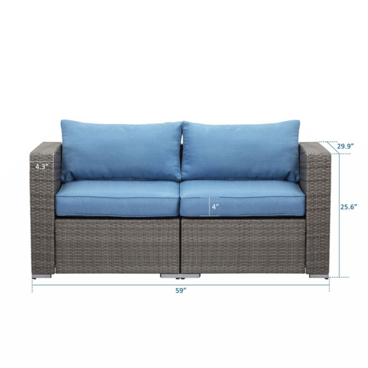 Rattan Wicker Modern Twin Navy Blue Couch Small Sleeper Sofa For Small Spaces Furniture